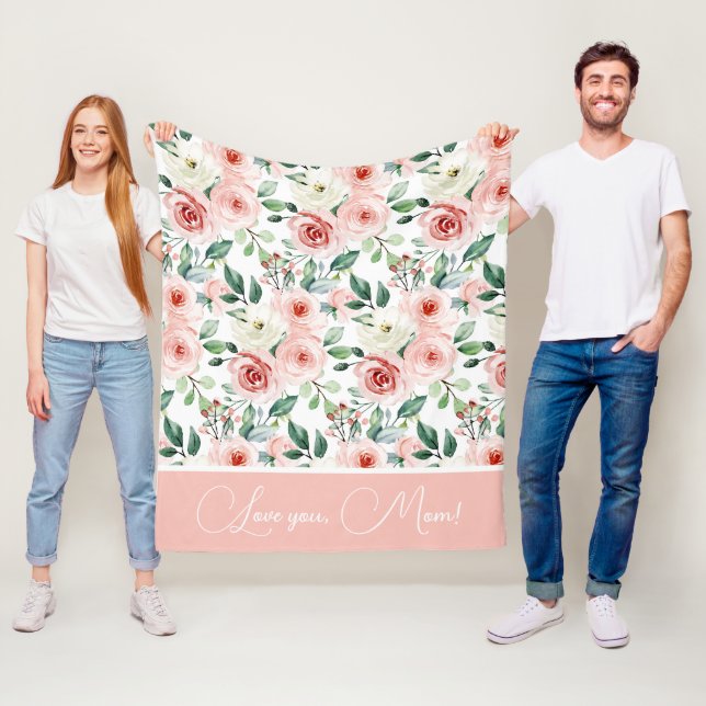 Watercolor Rose Personalized Blanket (In Situ)