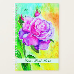Watercolor Rose Planner with Custom Text and Year