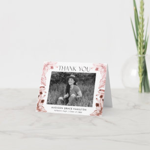 Watercolor Rose Quartz Crystals Photo Graduation Thank You Card