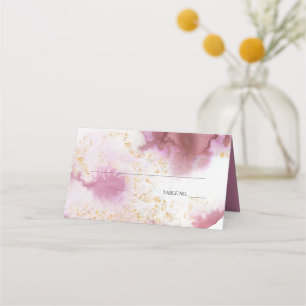 Watercolor Rose Quartz Gold Geode BarefootBride™ Place Card