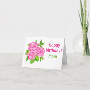 Watercolor rose Rose anglais Bonne carte d'anniver