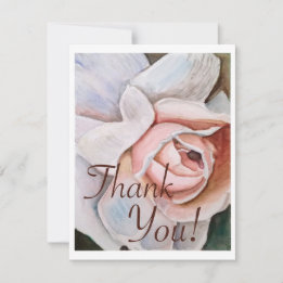 Watercolor Rose Soft Realism Thank you Card