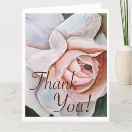 Watercolor Rose Soft Realism Thank you Card
