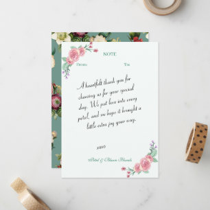 Watercolor Rose Thank You Note Card