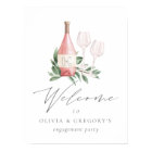 Watercolor Rose Wine Botanical Event Welcome Sign