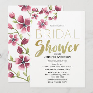 Watercolor Rose Wine Bridal Shower Invitation