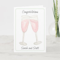 Watercolor Rose Wine Filled Champagne Glasses