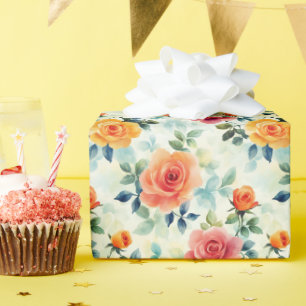Watercolor Rose Wrapping Paper Roll