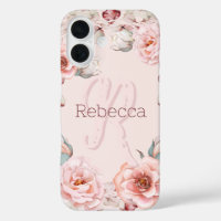 Watercolor Rose Wreath Personalized | Pink
