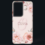 Watercolor Rose Wreath Personalized | Pink Samsung Galaxy Case<br><div class="desc">Charge your electronic device with a feminine design Pink Watercolor Rose Wreath Personalized Samsung Galaxy Case. Case design features a botanical wreath adorned with watercolor roses with personalization of your name and monogram in an elegant script. Perfect for those who love a summer floral theme of watercolor flowers.</div>