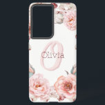 Watercolor Rose Wreath Personalized | White Samsung Galaxy Case<br><div class="desc">Charge your electronic device with a feminine design Watercolor Rose Wreath Personalized Samsung Galaxy Case. Case design features a botanical wreath adorned with watercolor roses with personalization of your name and monogram in an elegant script. Perfect for those who love a summer floral theme of watercolor flowers.</div>