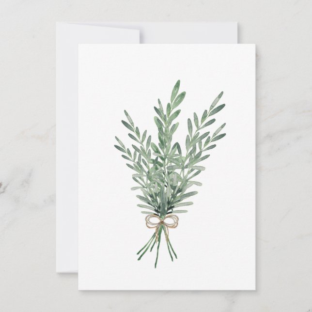 Watercolor Rosemary Bouquet with Jute Bow Card (Front)