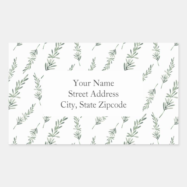 Watercolor Rosemary Leaves Pattern labels (Front)