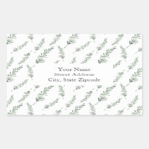 Watercolor Rosemary Leaves Pattern labels