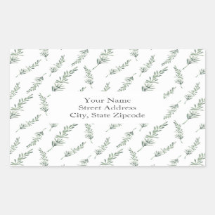 Watercolor Rosemary Leaves Pattern labels