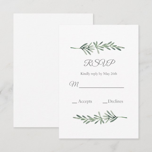 Watercolor Rosemary RSVP Card (Front/Back)