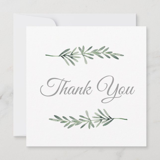 Watercolor Rosemary Thank You Card (Front)