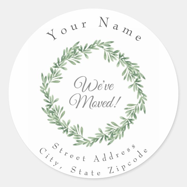 Watercolor Rosemary Wreath Classic Round Sticker (Front)