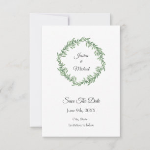 Watercolor Rosemary Wreath Save The Date