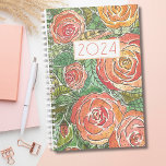 Watercolor Roses 2024 Monthly Planner<br><div class="desc">Stay organized in style with our non-dated Watercolor Roses 2024 Monthly Planner. This planner boasts a beautiful watercolor rose background in a soft pinks and coral, adding an elegant, artistic touch to your daily planning. The cover features a centred, bold, and modern "2024" that can be customized to fit the...</div>