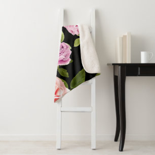 Watercolor Roses 20 Sherpa Blanket