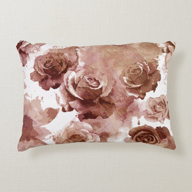 Watercolor Roses 3 Accent Pillow (Front)