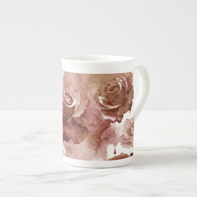 Watercolor Roses 3 Bone China Mug (Front Right)