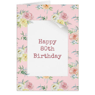 Watercolor Roses 80th Birthday