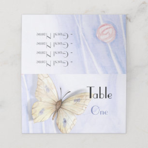 Watercolor roses and butterfly place card