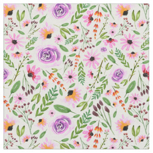 Watercolor roses and florals pattern fabric