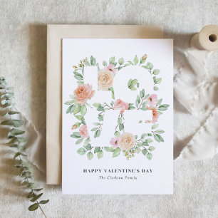 Watercolor Roses and Greenery LOVE Valentine's Day Postcard