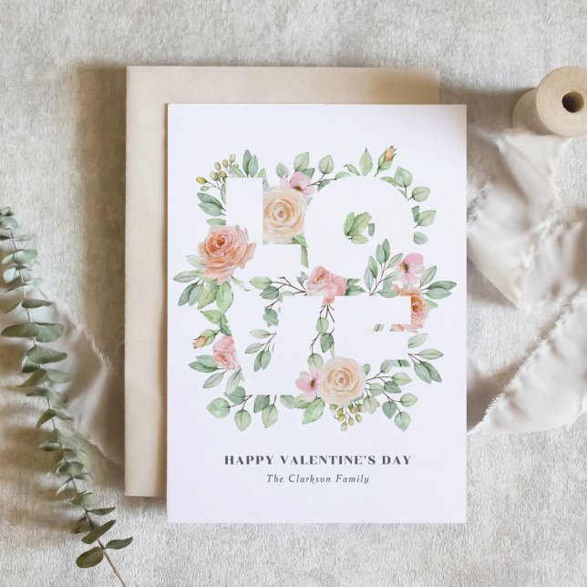 Watercolor Roses and Greenery LOVE Valentine's Day Postcard (Creator Uploaded)