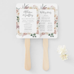 Watercolor Roses and Orchids Wedding Program Hand Fan