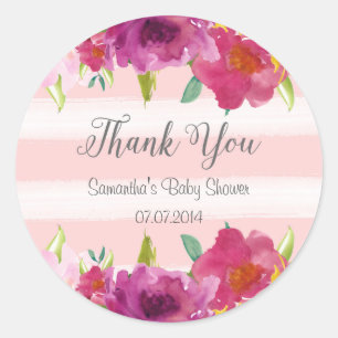 Watercolor Roses Baby Shower Sticker