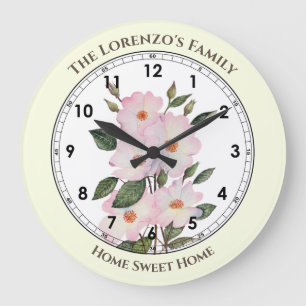 Watercolor Roses Ballerina Floral Illustration Large Clock