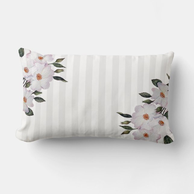 Watercolor Roses Ballerina Floral Illustration Lumbar Pillow (Front)