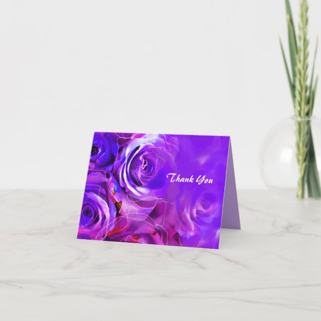 WATERCOLOR ROSES Bat Mitzvah Thank You Card (Front)