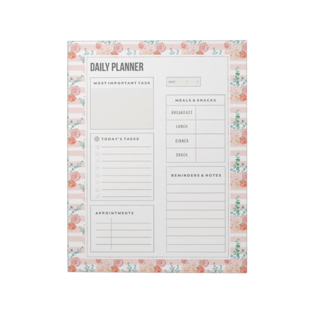 Watercolor Roses Bouquet 40 Pages Daily Planner No Notepad (Rotated)