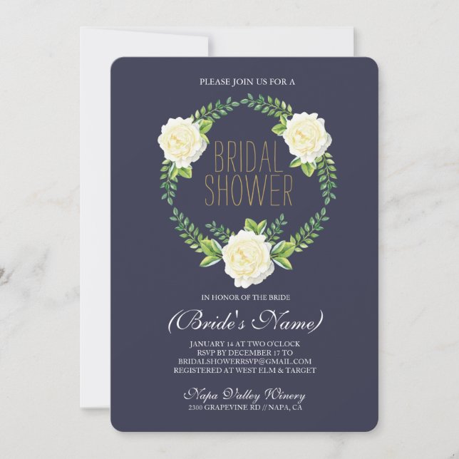 Watercolor Roses Bridal Shower Invitation (Front)