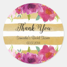 Watercolor Roses Bridal Shower Sticker