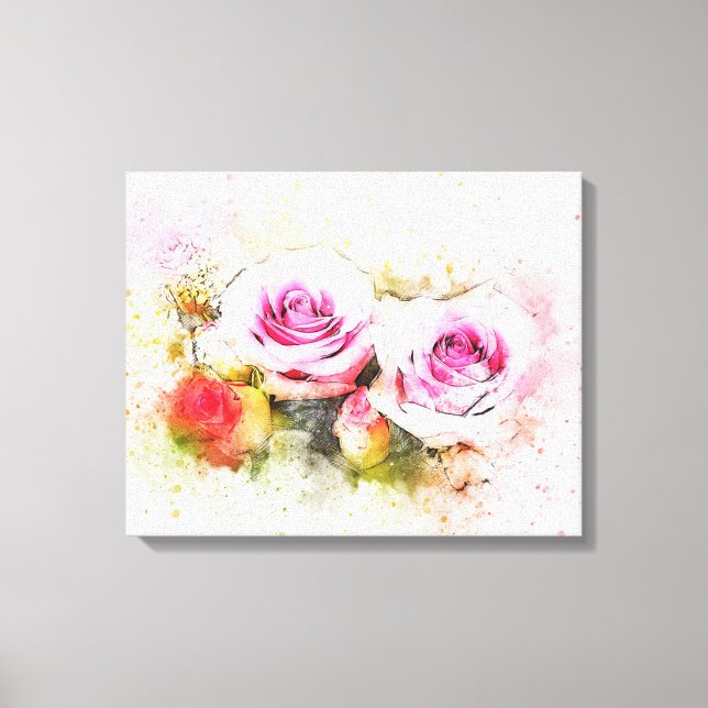 Watercolor Roses Canvas Print (Front)