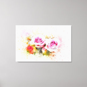 Watercolor Roses Canvas Print