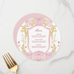 Watercolor Roses Crest Round Menu