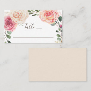 Watercolor roses. Elegant floral garden wedding Place Card