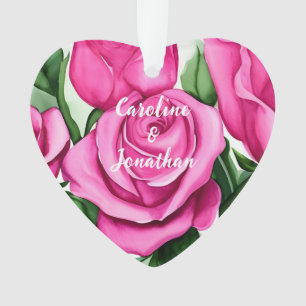 Watercolor Roses Engagement Ornament