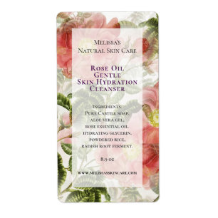 Watercolor Roses  Facial Cleanser Ingredient Label