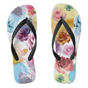 Watercolor Roses Flip Flops