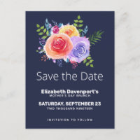 Watercolor Roses Floral Bouquet Save the Date