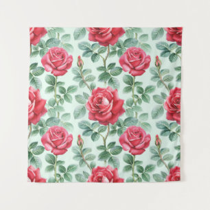 Watercolor Roses: Floral Seamless Illustration. Tapestry