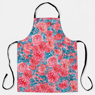 Watercolor Roses Floral Tapestry Apron